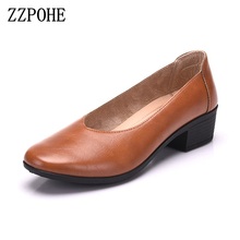 ZZPOHE 2017 Spring Autumn Women's Pumps Fashion Women med Heel Shoes Woman Slip On Casual Shoes 2024 - buy cheap