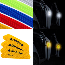 4pcs Fluorescent Car OPEN Reflective Strips Waterproof Warning Stickers Night Driving Safety Lighting Luminous Tapes 2024 - buy cheap