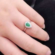 Tear Drop Shape Emerald Ring Green Gemstone Engagement Rings for Women Silver 925 Jewelry May Birthstone 2024 - buy cheap