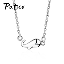 New Lively Animal Design Dolphin Pendant Necklace 925 Sterling Silver  Shinning CZ Paved Fashion Jewelry Necklace 2024 - buy cheap