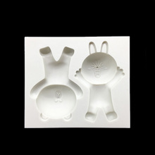 O urso e coelho 100% molde de açúcar em silicone platinado, ferramentas de decoração de bolo fondant utensílios para assar 2024 - compre barato