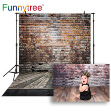 Funnytree backdrop for photography studio vintage old brick wall wooden floor professional vinyl background photobooth photocall 2024 - buy cheap