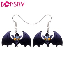 Bonsny Statement Acrylic Halloween Cartoon Bat Earrings Drop Dangle Unique Animal Jewelry For Women Girls Teens Party Wholesale 2024 - buy cheap