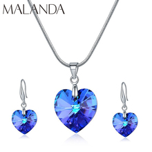 Malanda Fashion XILION Heart Crystal From Swarovski Set Necklace Drop Earrings For Women Jewelry Sets Wedding Party Girls Gift 2024 - buy cheap