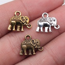 WYSIWYG 20pcs 13x12mm Charms Double Sided Elephant 3 Colors Plated Pendants Making DIY Handmade Tibetan Jewelry 2024 - buy cheap