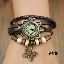 Hot Sales Vintage Cow Leather Watch Women Ladies Butterfly Beads Dress Quartz Wrist Watches Relogio Feminino kow007 2024 - buy cheap