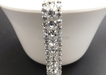 1 yard Bling Bling Silver Bridal Glass Rhinestone Trim Applique For Wedding Dress Sewing Craft 2024 - buy cheap