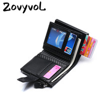 Zovyvol-carteira para viagem com rfid, couro sintético, porta cartões de crédito, ferrolho multifuncional, antifurto, abertura automática, case de cartões 2024 - compre barato