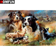 Homfun pintura completa quadrada/redonda 5d diy, pintura de diamante "animal, cachorro, ovelha", bordado de diamante 3d, ponto cruz, decoração de casa a19480 2024 - compre barato