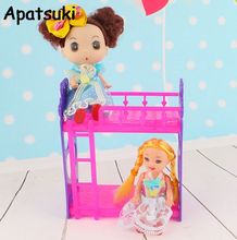 Kid's Play House Miniature Toys Doll Accessories DIY Assembly Doll's Plastic Bunk Bed For Kelly dolls For Barbie Dollhouse 2024 - buy cheap