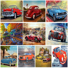 Ouyijia 5d faça você mesmo carro de corrida desenhos animados retro beleza pintura de diamante ponto cruz bordado mosaico imagem de strass 2024 - compre barato