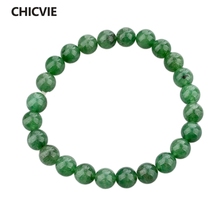 ¡Novedad! pulseras y brazaletes CHICVIE de piedra verde Natural para hombre, cuentas para mujer, joyería de lujo, pulsera cristiana SBR140389 2024 - compra barato