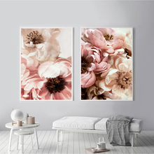 Pintura em tela nórdico decoração rosa elegante peônia flor frase posters e cópias da parede fotos para sala de estar decoração casa 2024 - compre barato