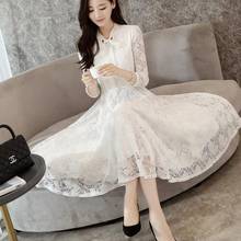 Clobee 2020 Autumn Korean Style Women Dress Lace Long A Line Lolita Ladies Dresses Full Sleeve Work Femme Vestidos Q725 2024 - buy cheap