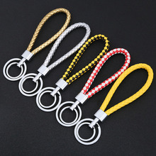 Exquisite PU Leather Strap Keychain 20 Colors Woven Rope Car Key Chain Alloy Metal Key Rings for Couple Jewelry Gift SP2209 2024 - buy cheap