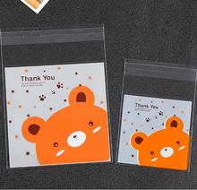 100 шт., пластиковая упаковка для печенья с рисунком медведя, самоклеющаяся сумка для печенья, свадебные подарочные пакеты 2024 - купить недорого