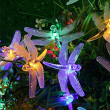 Thrisdar 20/30 led dragonfly cordas com luz solar, de fadas, para jardim ao ar livre, guirlanda de festa, luz de natal 2024 - compre barato