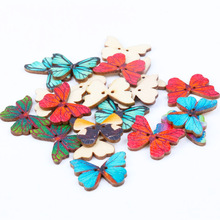 Botões de forma de borboleta cor misturada de madeira 2 furos de costura de roupas artesanais scrapbooking artesanato diy 28x20mm 30 peças mt0298 2024 - compre barato
