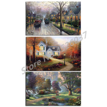 Thomas Kinkade Hometown Christmas Poster Canvas Painting Oil Framed Wall Art Print Pictures For Living Room Home Decoracion 2024 - buy cheap