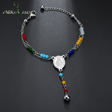 Pulseira com pingente da virgem maria e nextvance, bracelete feminino com borlas, dupla camada, proteção, joia 2024 - compre barato