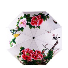 Paraguas plegable de tres flores para mujer, sombrilla de moda con protección solar Anti-uv y resistente al agua, para lluvia y regalo 2024 - compra barato