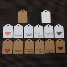 100Pcs/Lot 3x2cmHandmade With Love Classic Regular Hang Tag Paper Card Label With Heart Shape Package Display Supply Tag Favor 2024 - buy cheap