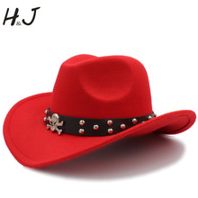 Women Wool Hollow Western Cowboy Hat Lady Queen Jazz Heren Hoed Sombrero Hombre Montana Cap Size 56-58cm 2024 - buy cheap