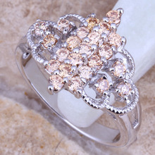 Tantalizing Champagne Morganite Silver Plated Fashion Ring Size 6 / 7 / 9 E067 2024 - buy cheap