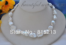 FREE SHIPPING 18mm white baroque keshi reborn freshwater pearl necklace 17inch 2024 - buy cheap