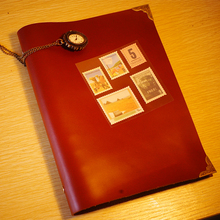 New A5 genuine leather cowhide  Journal notebook blank kraft loose leaf paper school supplies vintage notebook red color 2024 - buy cheap