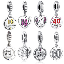 European 925 Sterling Silver 16 Pendant Charm Crystal Beads Fits Charm Silver 925 Original Bracelet DIY Jewelry Making 2024 - buy cheap