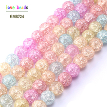 Natural Stone beads Multicolor Cracked Crystal Round Beads For Jewelry Making 15.5inch/strand Pick Size 6mm 8mm 10mm 12mm-F00122 2024 - buy cheap