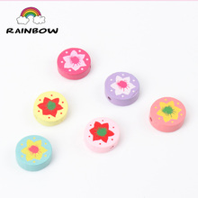 Mixed Colors Wooden Material beads Flower Painted Round Shape Wooden Spacer Beads For Jewelry Making 17mm 20pcs 2024 - buy cheap