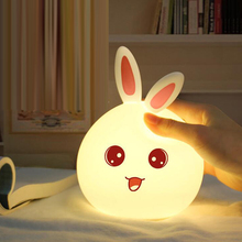 Rabbit LED Night Light Silicone Touch Sensor Tap Control Nightlight Multicolor Children Baby Kids Bedside Table Lamp 2024 - buy cheap
