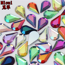 Micui-diamantes de imitación acrílicos, 100 unidades, 8x13mm, Cristal AB, pegamento en la parte posterior plana, piedras Strass para manualidades, fabricación de joyas, MC450 2024 - compra barato