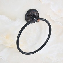 Acessório de banheiro de parede preto óleo esfregado bronze anel de toalha anel para toalhas suporte aba918 2024 - compre barato