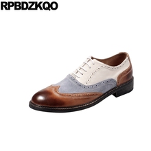 Genuine Leather 2021 New Men Flats Wedding Italian Wingtip Oxfords European Patchwork Shoes Italy Lace Up Brogue Party Dress Hot 2024 - buy cheap