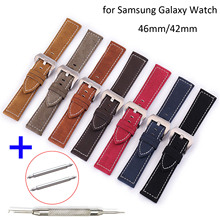 Retro Style Genuine Leather Watchband 20mm 22mm for Samsung Galaxy Watch 42mm 46mm SM-R810/R800 Band Sports Wrist Strap Bracelet 2024 - buy cheap