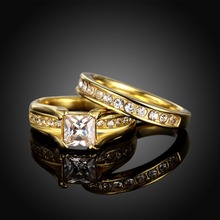 2 шт классические 316L нержавеющая сталь AAA циркон обручальное кольцо набор модные свадебные кольца для женщин, обручальное кольцо, набор золотых колец 2024 - купить недорого