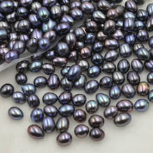 fine 100 pcs drip rice black freshwater pearl half hole drilled 7.5-8*8.5-11mm 2024 - buy cheap