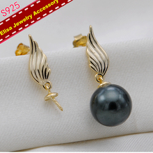 Angel Wings Drop Earrings Holder S925 Sterling Silver Pearl Earrings Jewelry Findings Women DIY Earrings Accessory 3Pairs/Lot 2024 - buy cheap
