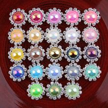 10 Uds. 20MM 23 colores Metal medio AB perla botones para artesanía Diamante de imitación decorativo redondo Flatback botones para embellecimiento 2024 - compra barato