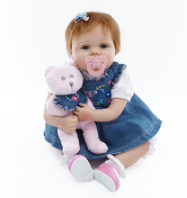 Bonecas Reborn Bebês 55 cm macio menina bonecas de silicone Linda saia jeans Novo Bebê Boneca reborn bebes de menina de NPK BONECA para criança 2024 - compre barato