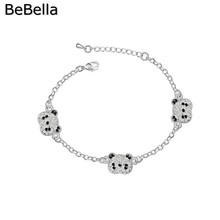 BeBella-pulsera con cristales de panda para niña, brazalete con cristales checos, regalo de Navidad 2024 - compra barato