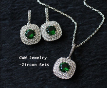Cwwzircão cúbico conjunto de joias de zircônio cúbico 100% alta qualidade forma redonda verde colar pingente e brinco para mulheres t023 2024 - compre barato