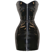 Newest XXL Women Sexy PVC Leather Latex Dress Sleeveless Zipper Bodycon Catsuit Bondage Fetish Punk Clubwear Pole Dance Costume 2024 - buy cheap