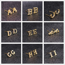 Brincos de alfabeto walerv, brincos femininos estilosos de luxo com zircônia, cor dourada 2024 - compre barato