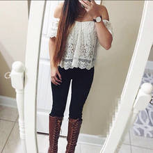 Hot Sale New Sexy Lace Crochet Blouse Women Off The Shoulder Short Sleeve Ladies Lace Blusas Women Tops Hollow Out Shirt 2024 - buy cheap