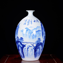 Jingdezhen famous Masters Hand-painted Vases Ornaments Blue And White Porcelain Chinese Living Room Decorations collection vase 2024 - buy cheap