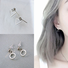 2022 Fashion Jewelry Simple Geometric Hollow Triangle Circle Stud Earrings For Woman Girl Brincos Cheap Wholesale 2024 - buy cheap